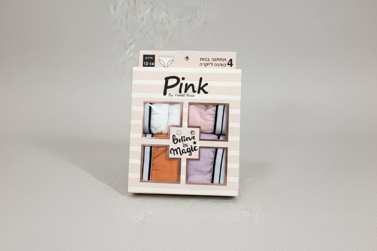4 תחתוני בנות כותנה לייקרה PINK TWINKEL