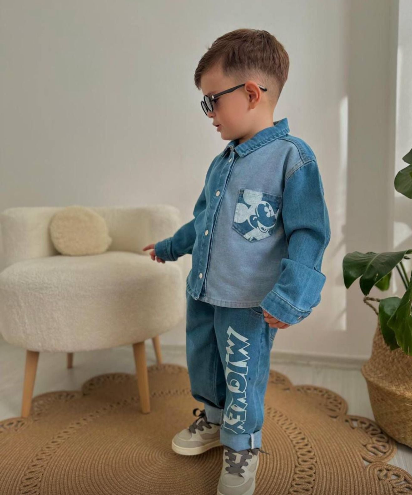 חליפת ג׳ינס מיקי לבנים TWINKEL